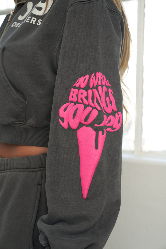 Good Vibes Crop Zip Hoodie - Joy Dreamers