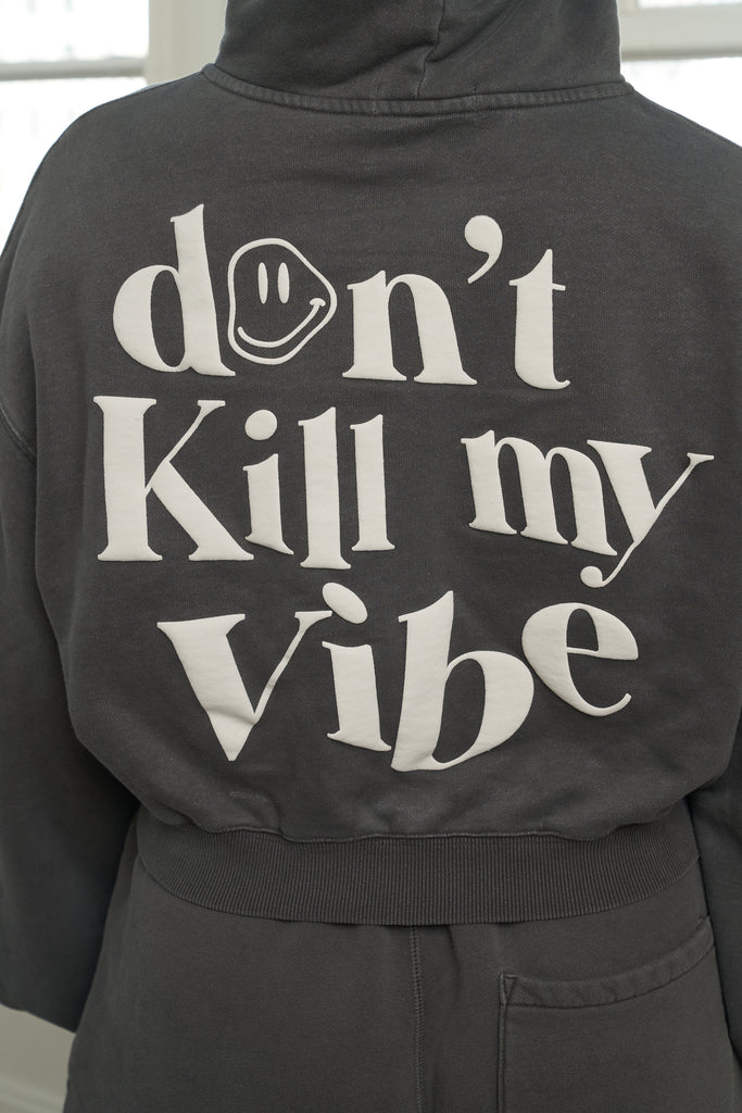 Good Vibes Crop Zip Hoodie - Joy Dreamers