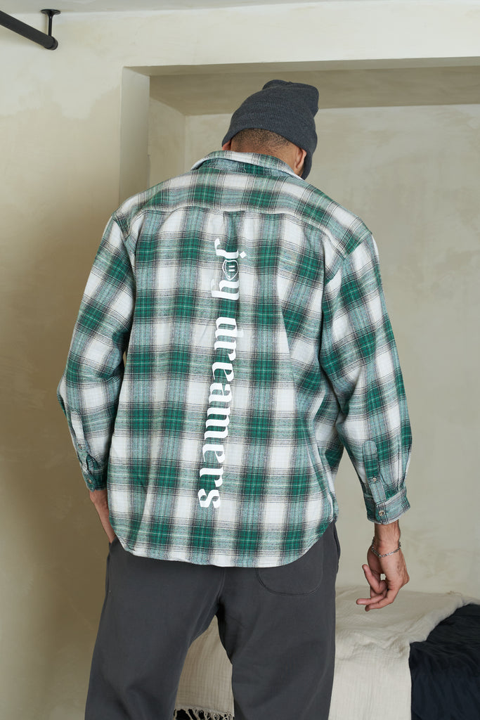 Vintage Joy Flannel -  Green + White + Black - Joy Dreamers