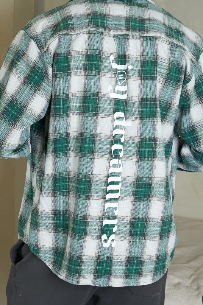 Vintage Joy Flannel -  Green + White + Black - Joy Dreamers