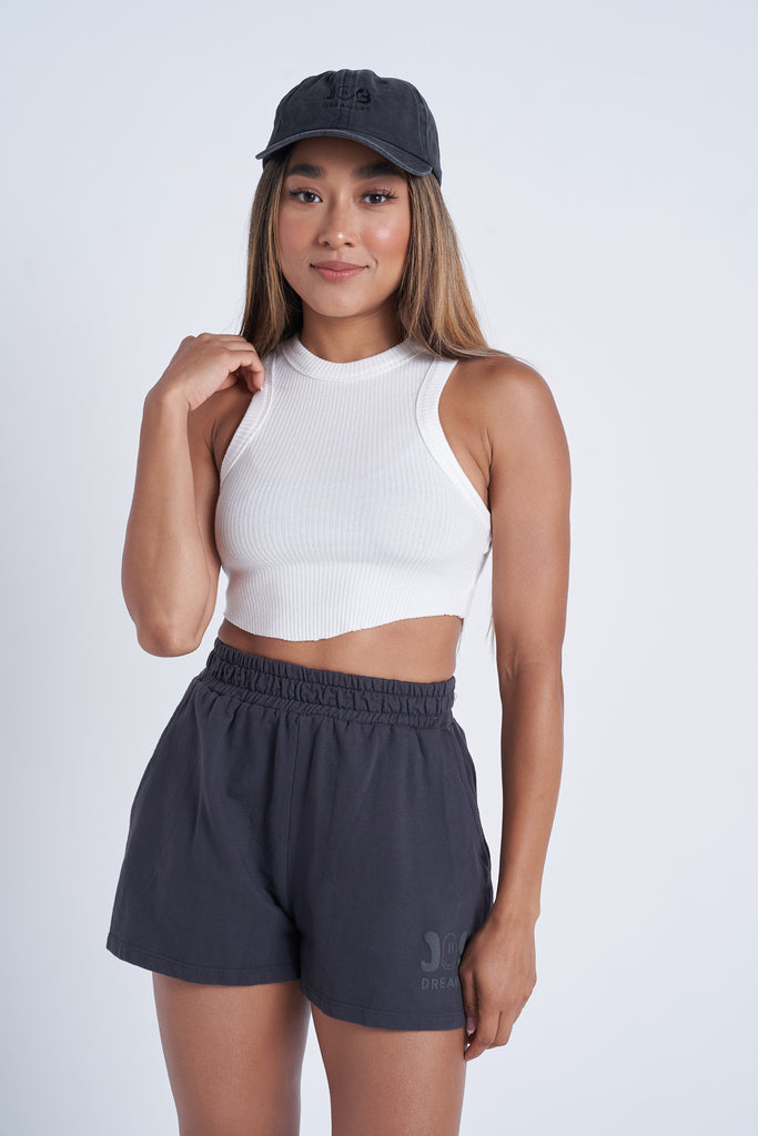 Ribbed Soft Crop Tank - White - Joy Dreamers